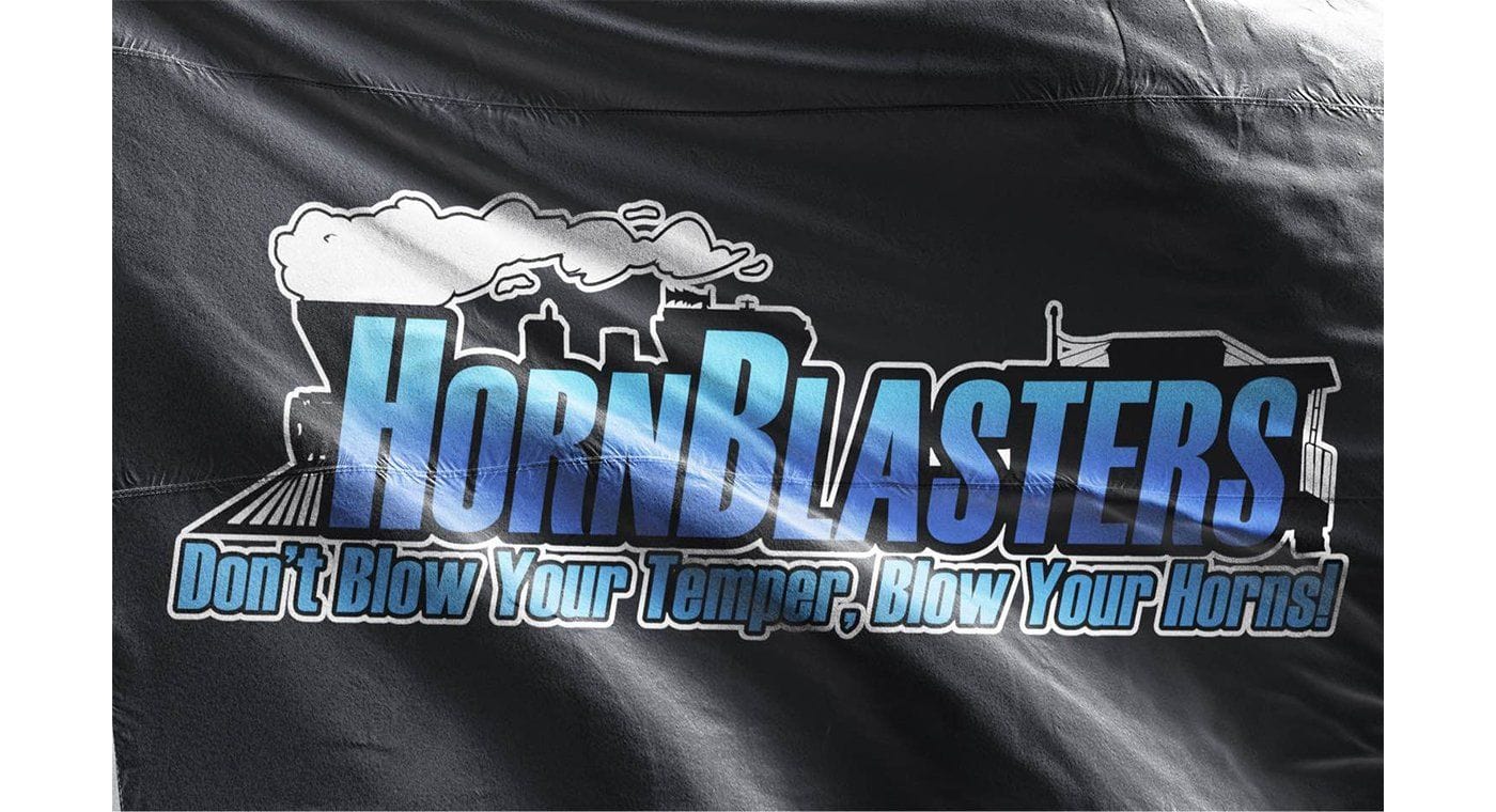 HornBlasters Black Train Logo Flag