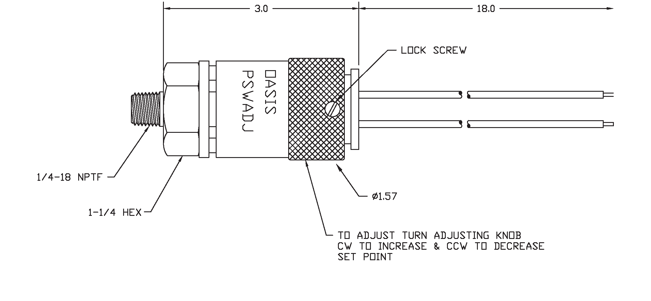 Oasis Adjustable Pressure Switch